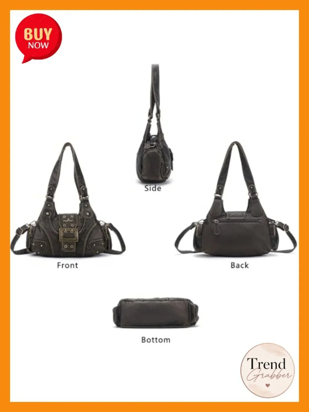 Vegan Leather Hobo Shoulder Bag with Multi-Pockets Adjustable Crossbody Tote